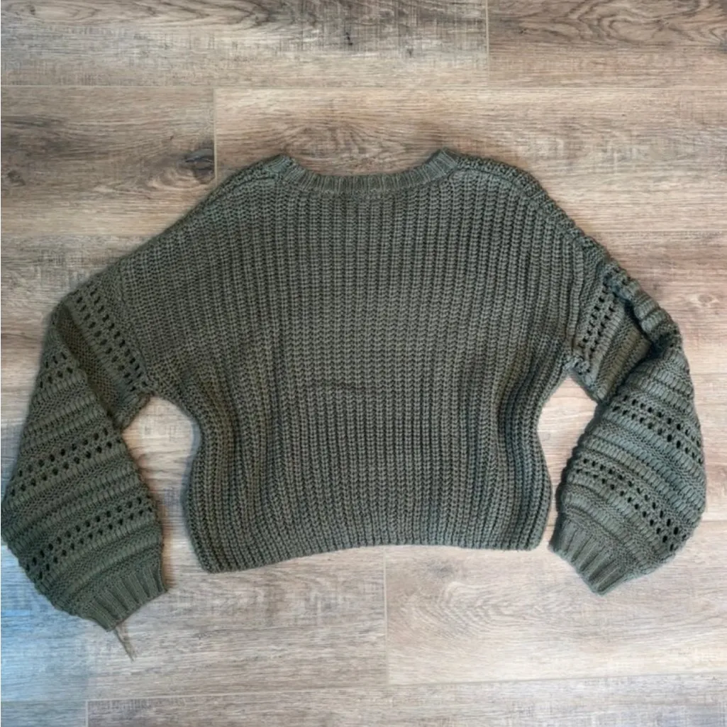 moon & madison Olive Knit Sweater Green - Image 3
