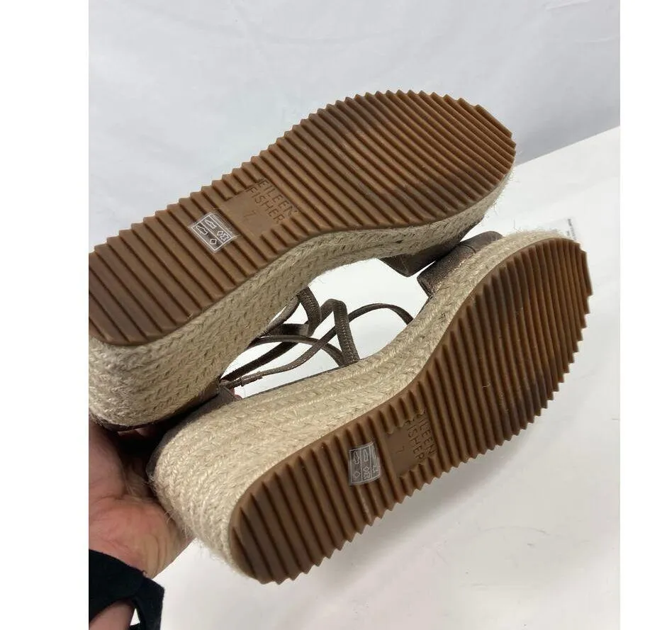 Eileen Fisher Wanda Strappy Leather Wedge Size 7 - Image 5