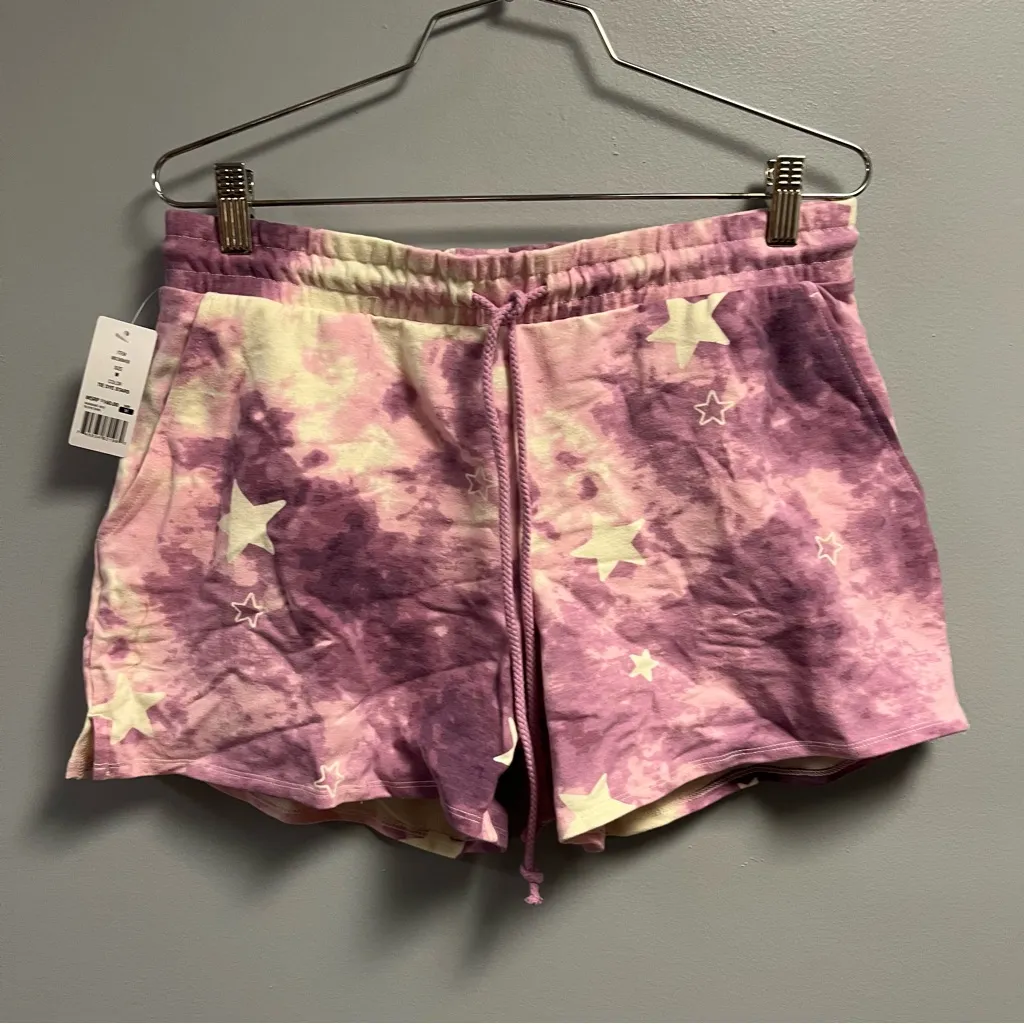 Wildfox Lounge Set Tie Dye Stars in Purple & White Sz M NWT Sweatshirt & Shorts - Image 10