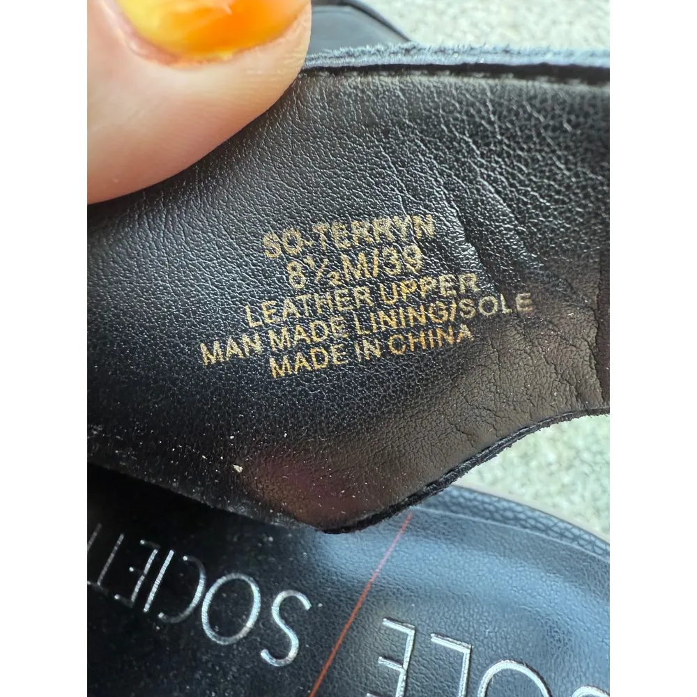 Ankle Booties Sole Society Open Toe Black Leather Minimalist Clean Girl Size 8.5 - Image 6