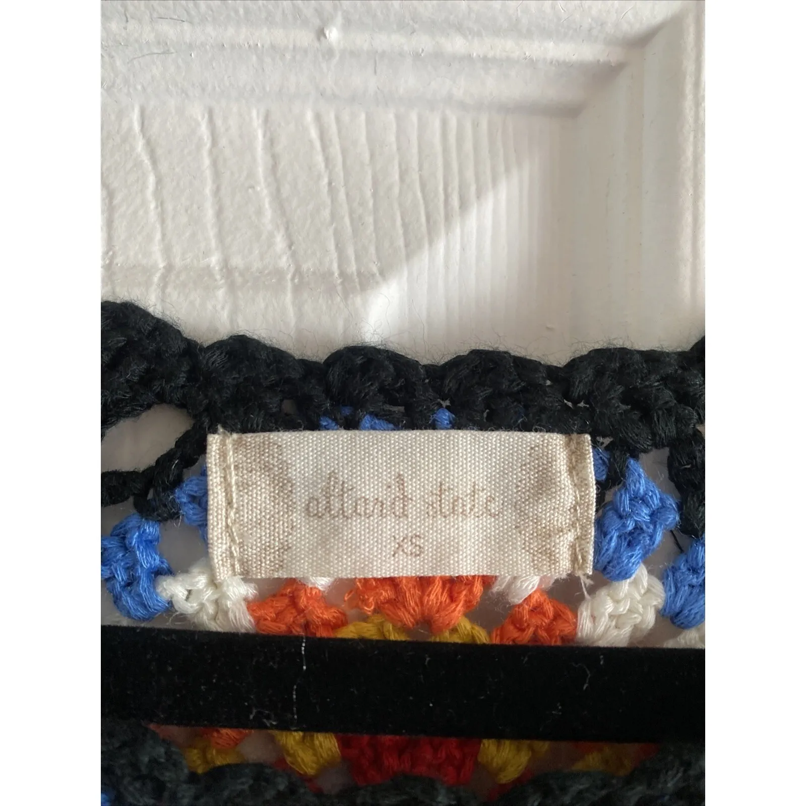 Altar'd State Womens Small Black Knit Granny Square Cropped Top Festival Indie - Image 2