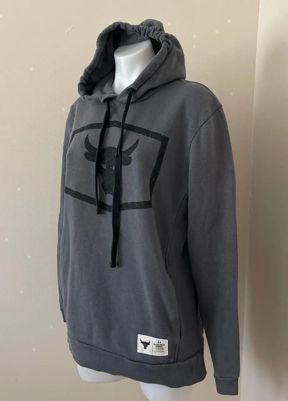 Under Armour Men’s Project Rock Gray Pullover Hoodie, Small - Image 3