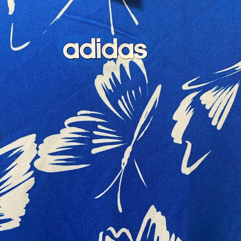 Womens New Adidas x Farm Rio Print Butterfly Dress Blue/White - Image 13