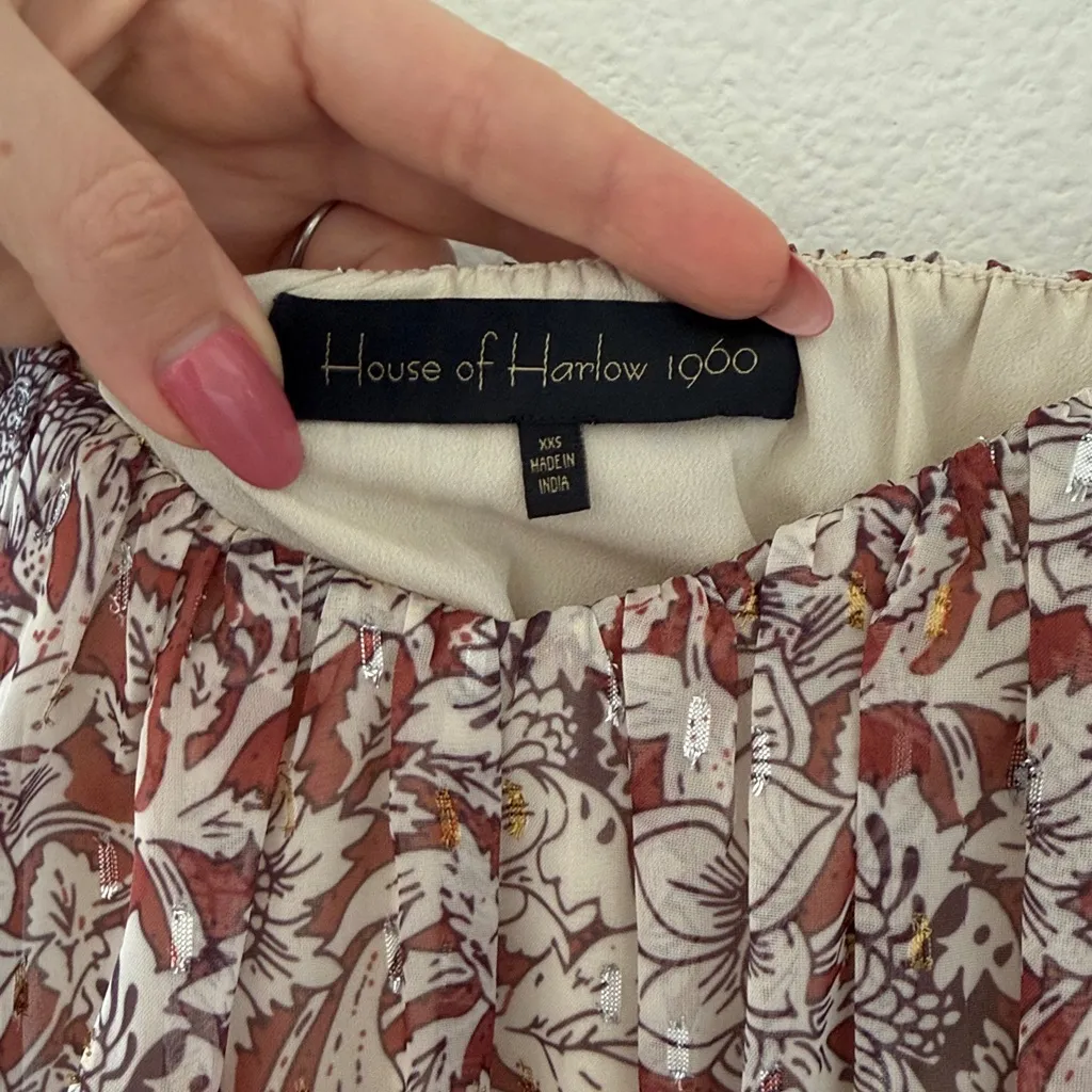 House Of Harlow 1960 x REVOLVE Brock Mini Dress In Brown & Ivory Floral Size XXS - Image 5