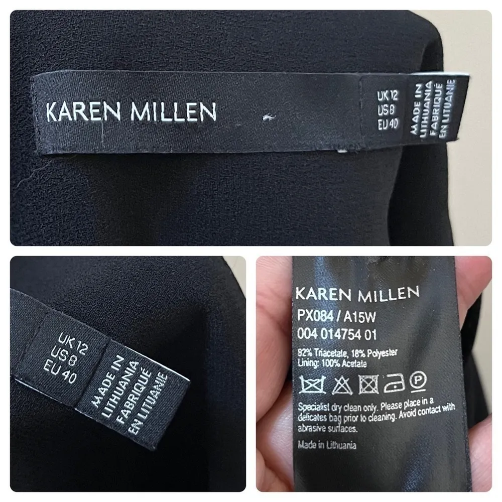 Karen Millen Black Wide Leg Side Zipper Pocket Pant Size 8 (M) 22.5 Inch Inseam - Image 8
