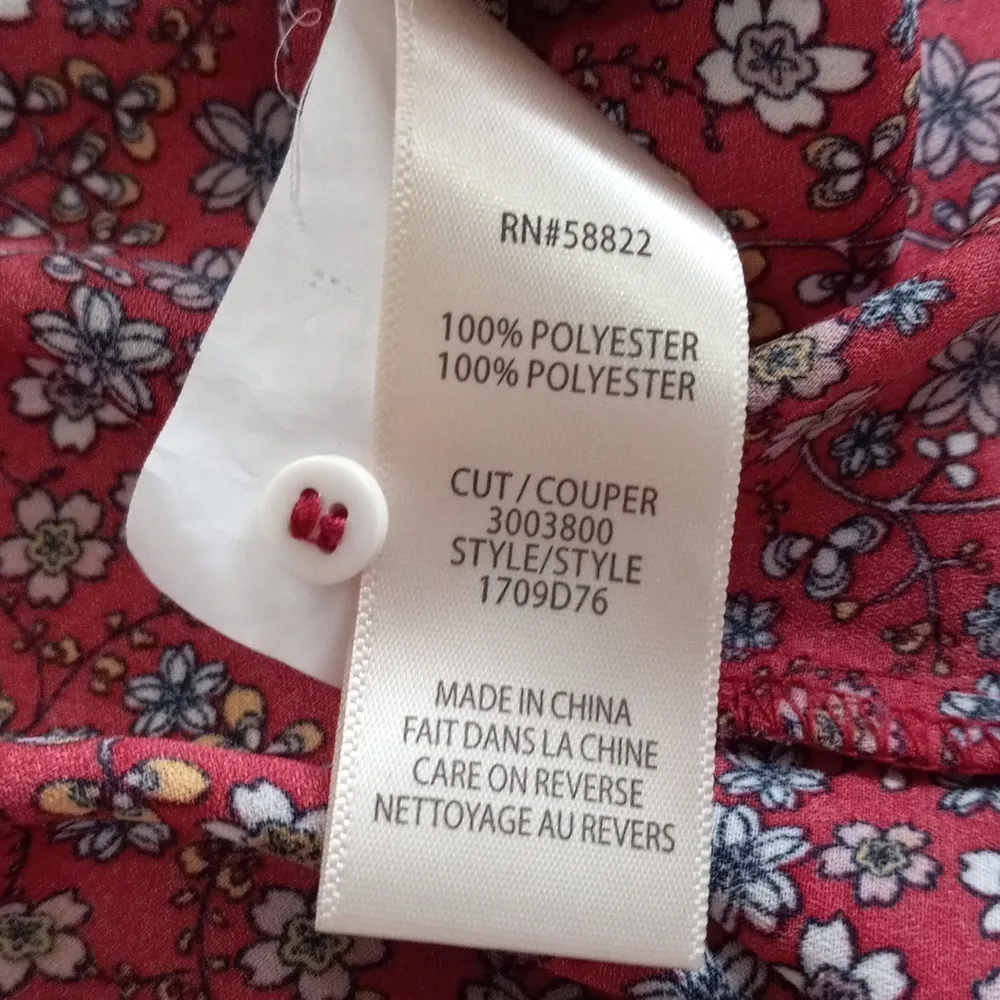 Max Studio Red Multicolored Floral Print Ruched Sleeve Blouse - Image 14