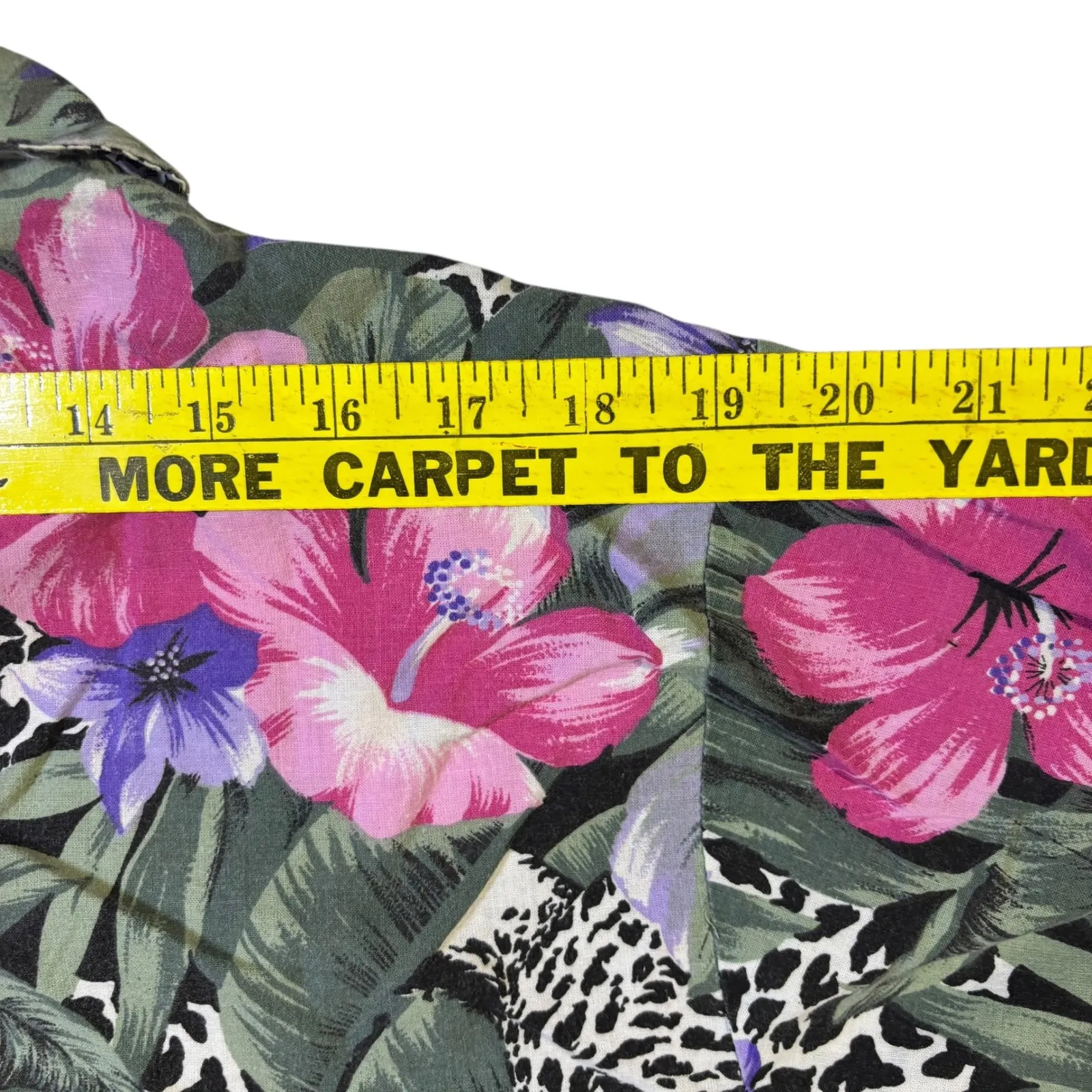 Wear By Kayo Womens Large Button Down Shirt‎ Floral Leopard Animal Print VTG Green - Image 6