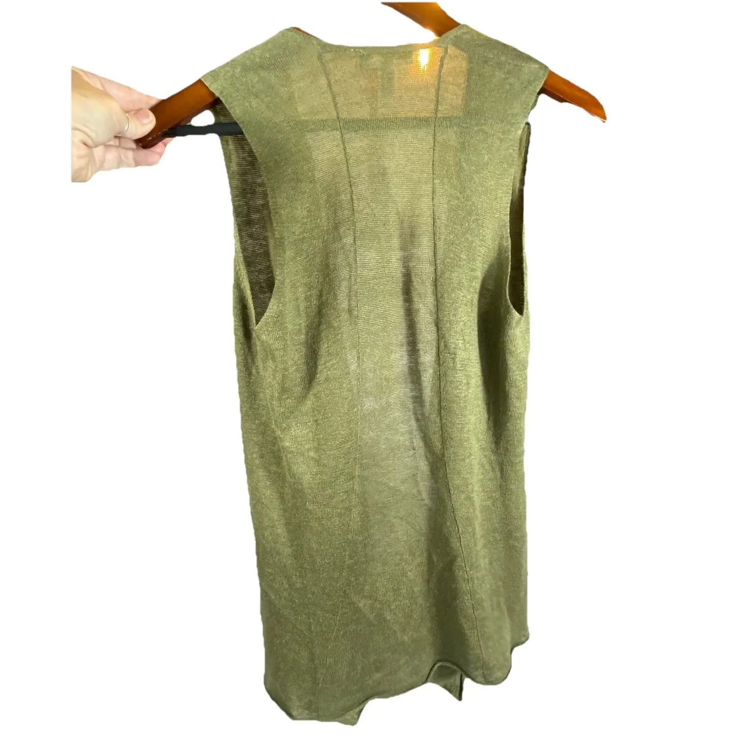 Eileen Fisher Cardigan Linen Silk Habutai‎ Small Petite Open Draped Cascading - Image 5