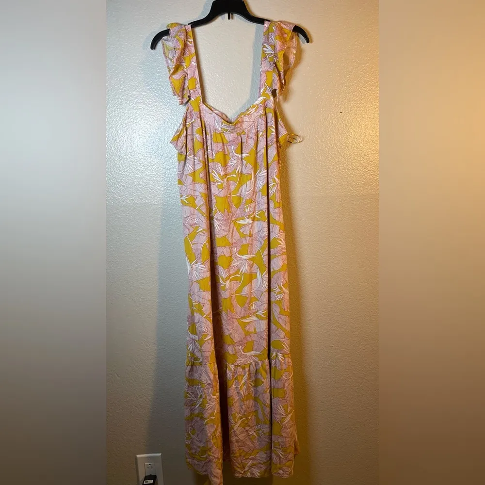 Knox Rose Floral Yellow and Pink Maxi Dress SZ:L - Image 5