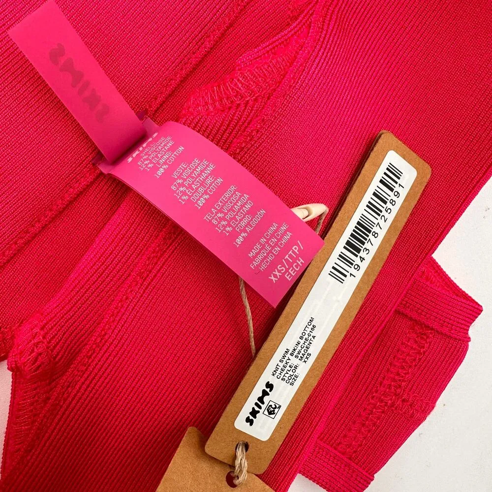 Skims Knit Swim Cheeky Bottom Magenta Hot Pink Swimsuit Size XXS - Image 2