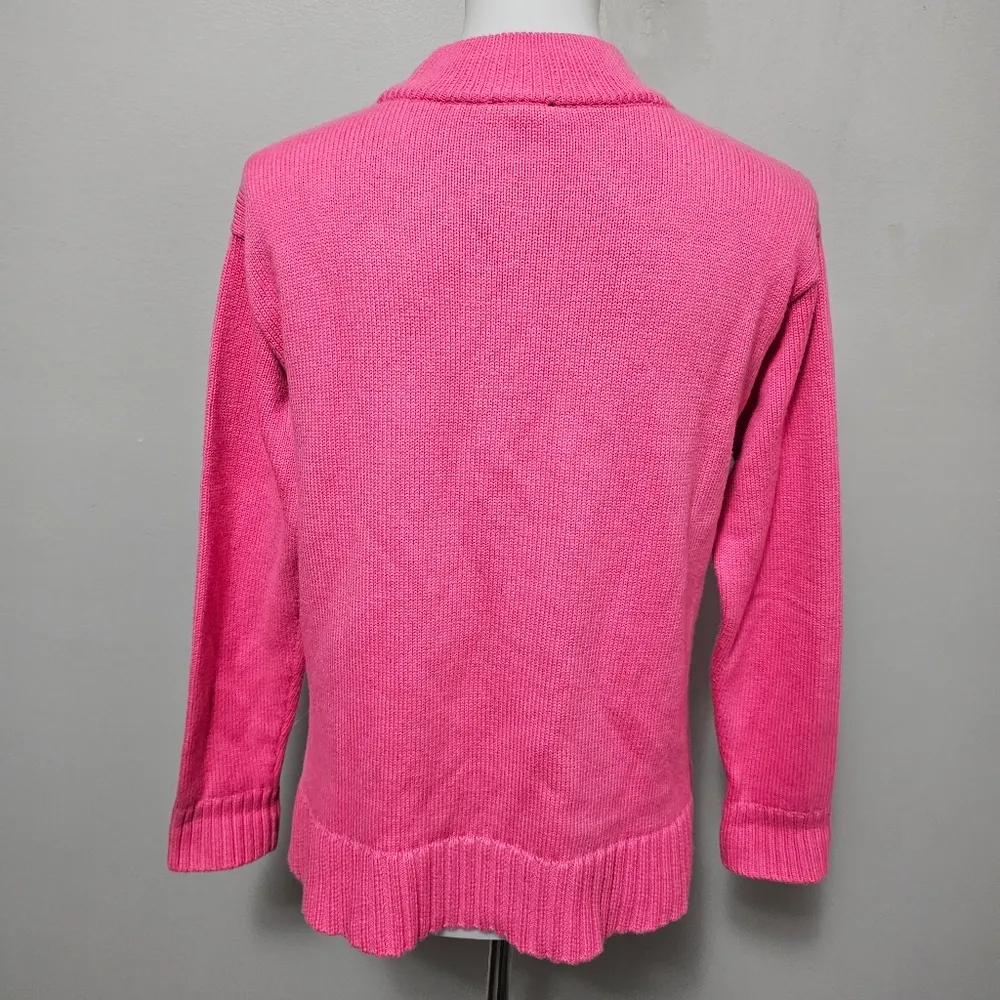 Talbots Pink Honeycomb High Low Mockneck Sweater Size MP - Image 5