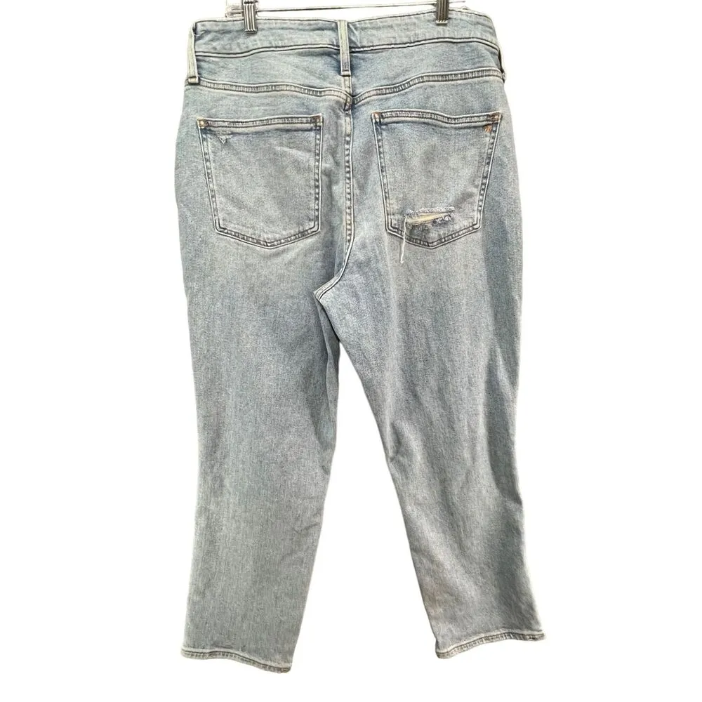 Madewell Curvy Mom Jeans Womens 32 Light Wash Blue Distressed High Rise Stretch - Image 4
