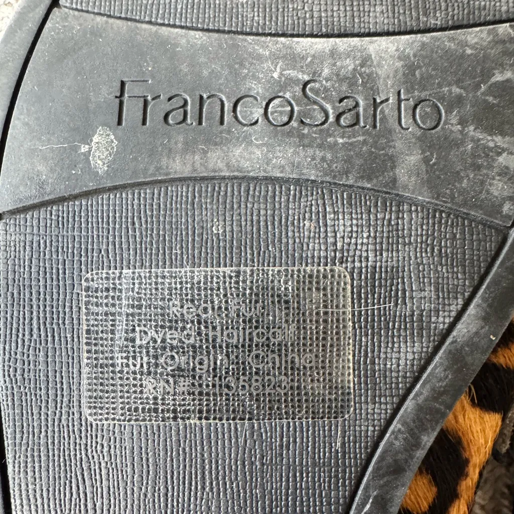 Franco Sarto Leopard Print Genuine Calf Hair Leather Loafer Mules Slides Sz 7 - Image 4