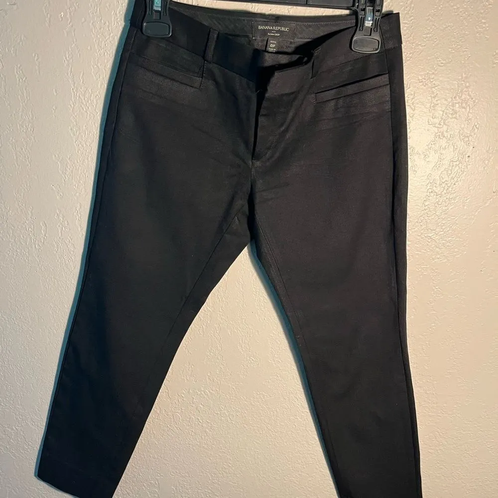 Banana Republic Black Ankle Pants Cropped Sloan Fit Trousers Capri Formal SZ 0P - Image 3