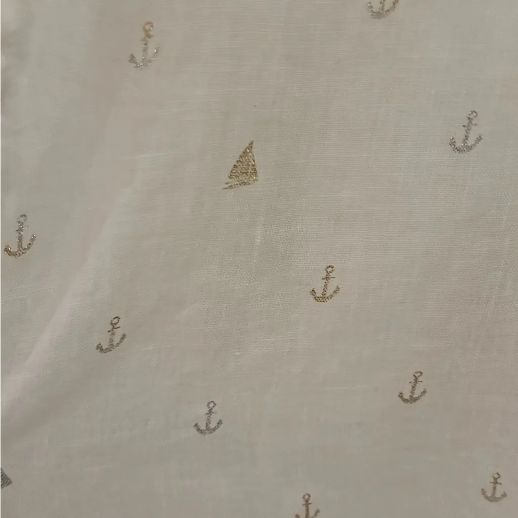 FOR CYNTHIA BEACHWEAR Linen Novelty sailboat anchor Print Coverup Tunic size‎ S - Image 3