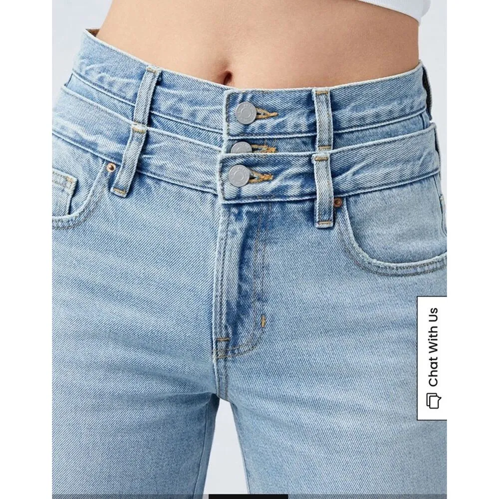 Pacsun Eco Medium Indigo Double Waistband Mid Rise Baggy Jeans Size 26 - Image 4