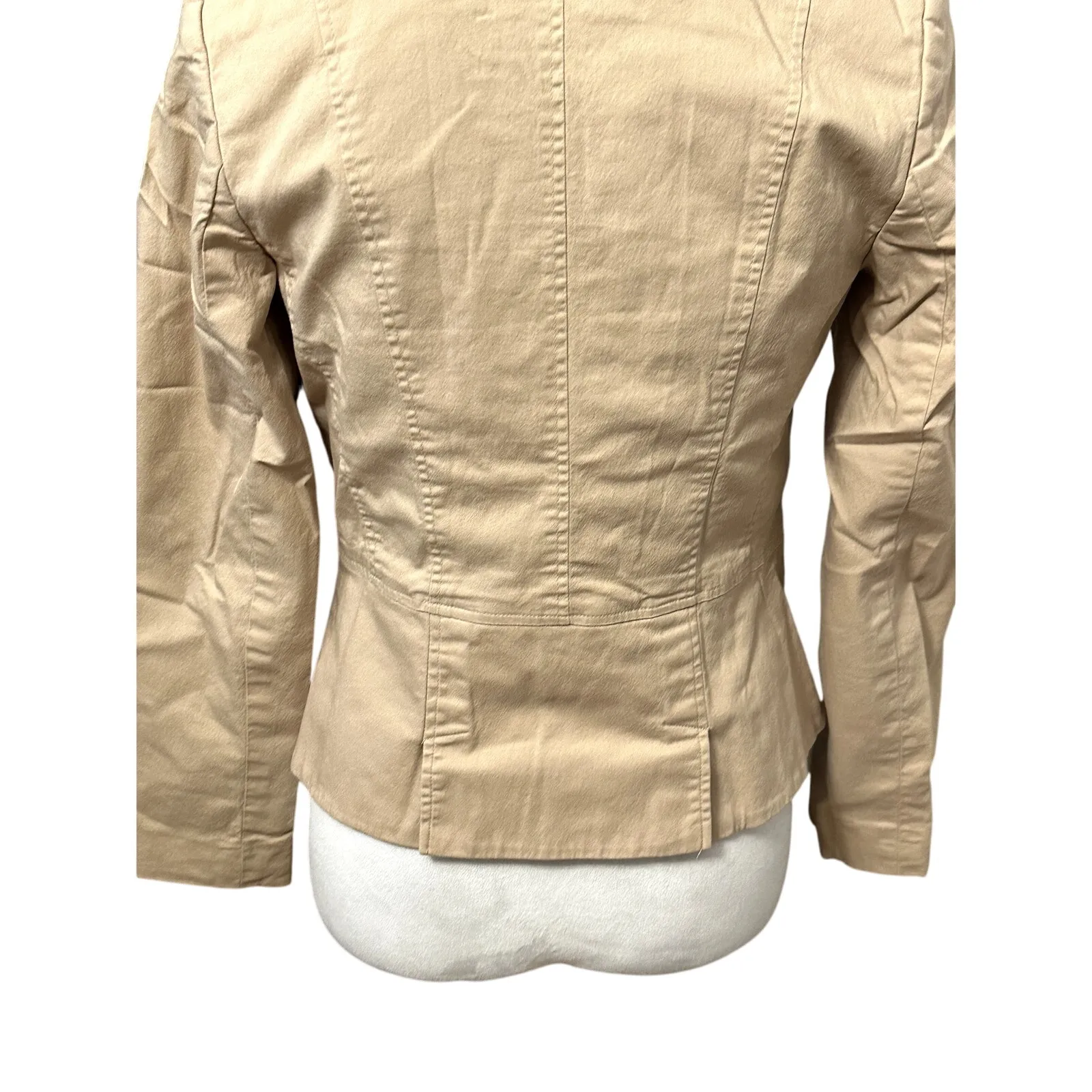 Apostrophe Classic Jacket Flap Pockets Epaulettes Button Front Stretch Beige W 2 - Image 6