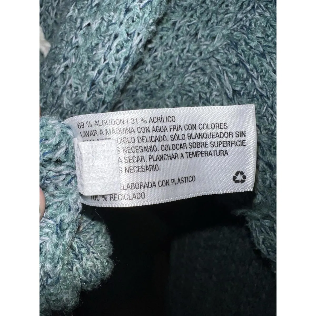 Universal Thread "A" Sweater Teal Blue Knit Floral Patch Pullover Women’s S - Image 7