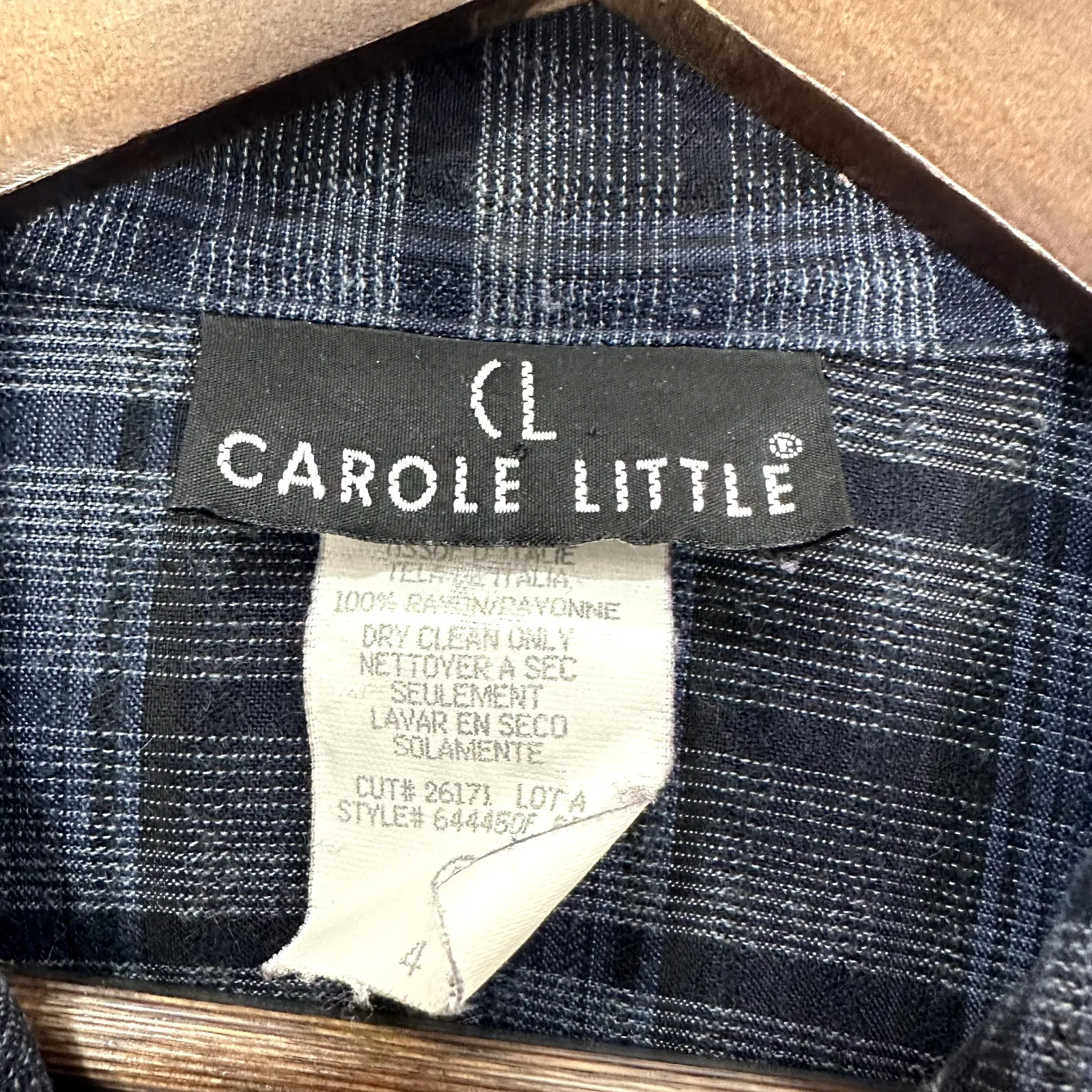 Vintage 90s Carole Little Blazer 4 Navy Plaid Preppy Dark Academia Quiet Luxury Blue - Image 2