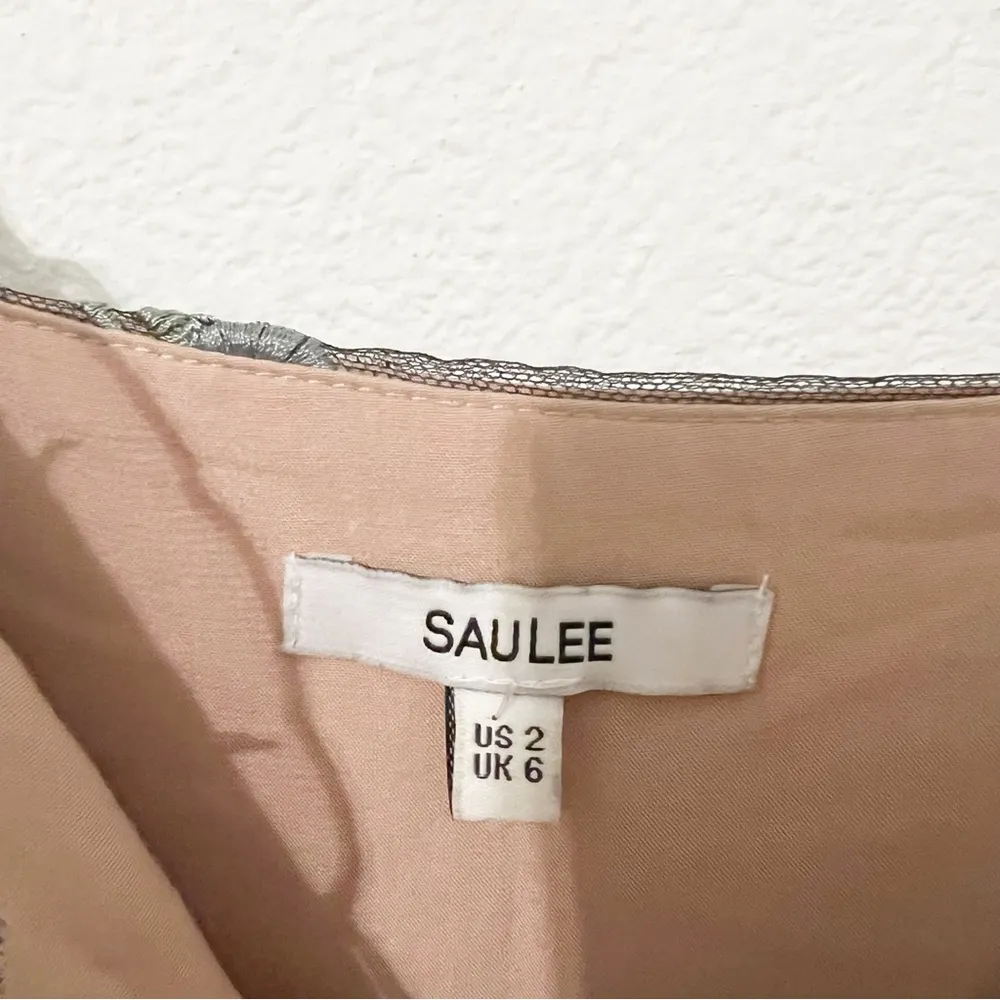 SAU Lee Gabriella Embroidered Dress Black Multi Lace Midi Cocktail Revolve US 2 - Image 3