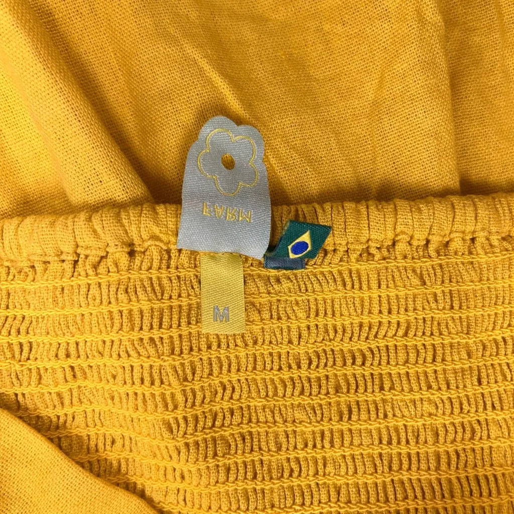 NWOT Farm Rio Yellow Linen Blend Bow-Knot Sleeveless Mini Dress Size M - Image 12