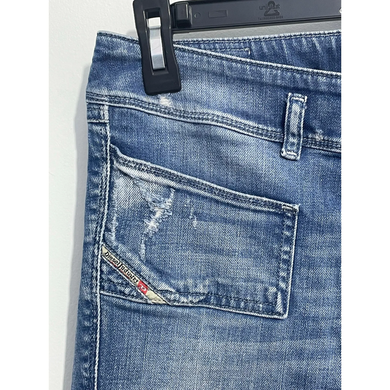 Diesel Hushy Jeans Size 26 Low Rise Slim Patch Pockets Y2K Style Ankle Straight - Image 5