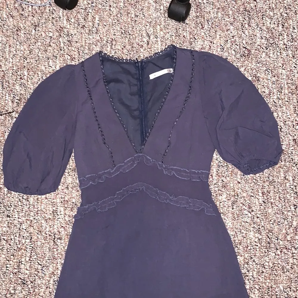 Women's Saints+ Secrets blue A-line mini dress with puffy short sleeved ruffles - Image 2