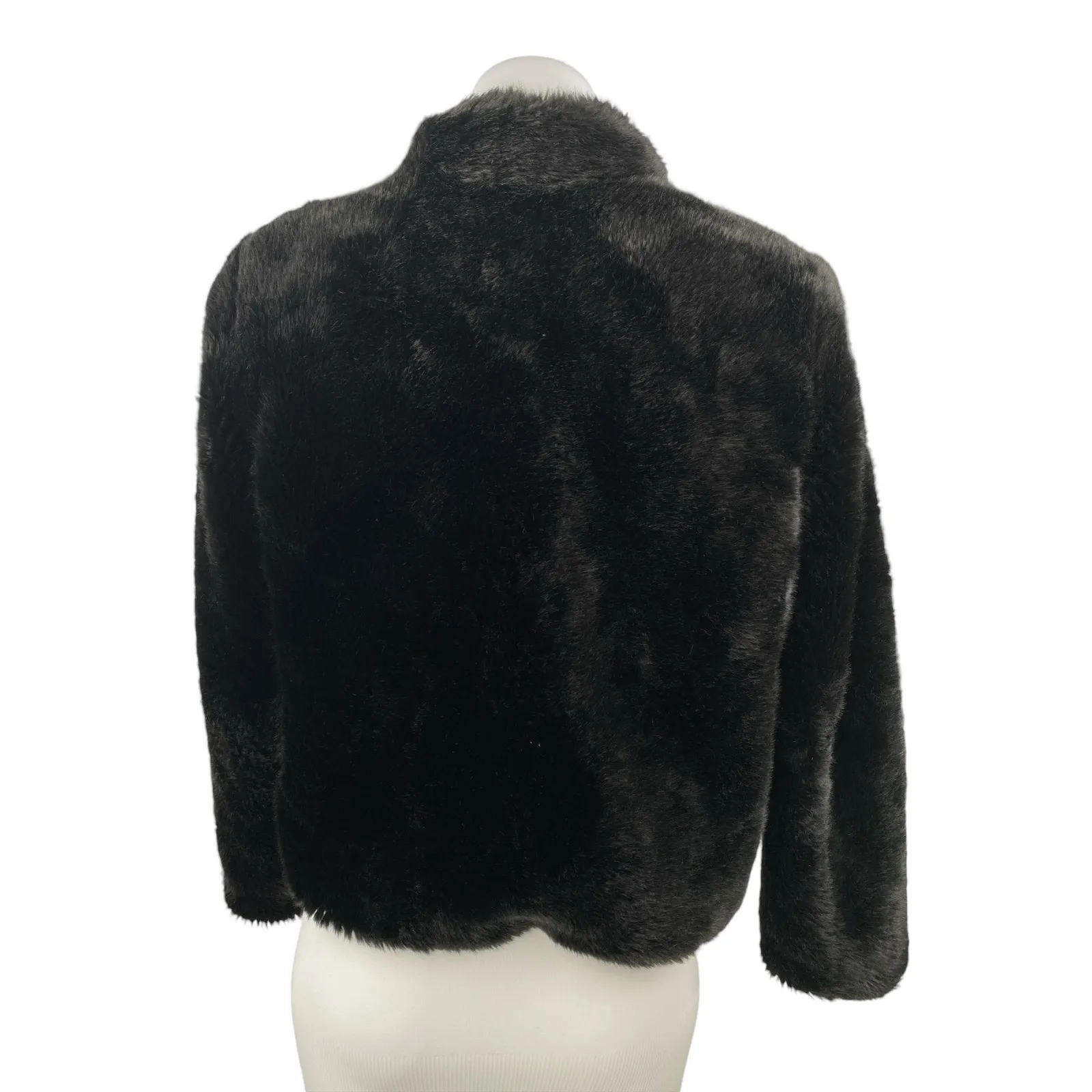 Zara Women's Black Faux Fur Shearling Long Sleeve High Neck Zip Up Coat Jacket S - Image 2