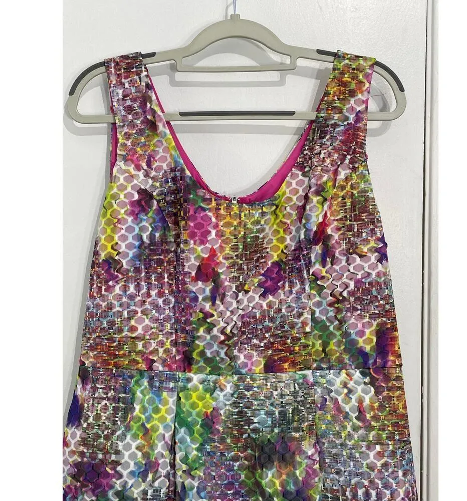 New York & Co Dress Size 14 Pink Abstract Honeycomb Textured Fairy Core Easter - Image 2