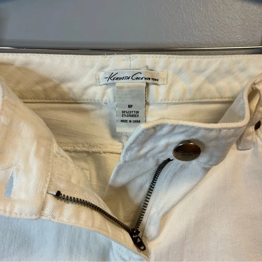 Kenneth Cole Jeans White Skinny Denim Sz 6P EUC Designer 5 Pocket Zipper - Image 3