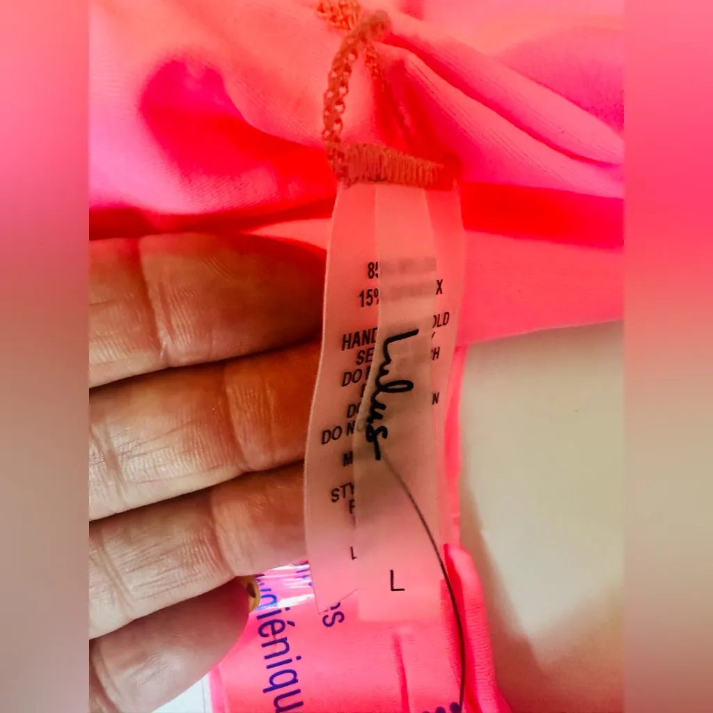 Lulus Bikini Bottoms Womens Size Large Fluorescent Pink  String Triangle NWT - Image 5