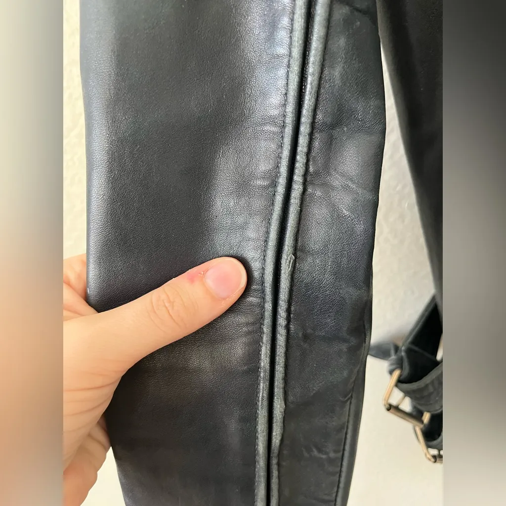 Gianni Bini Distressed Blue Leather Moto Jacket Women’s Size XS - Image 14