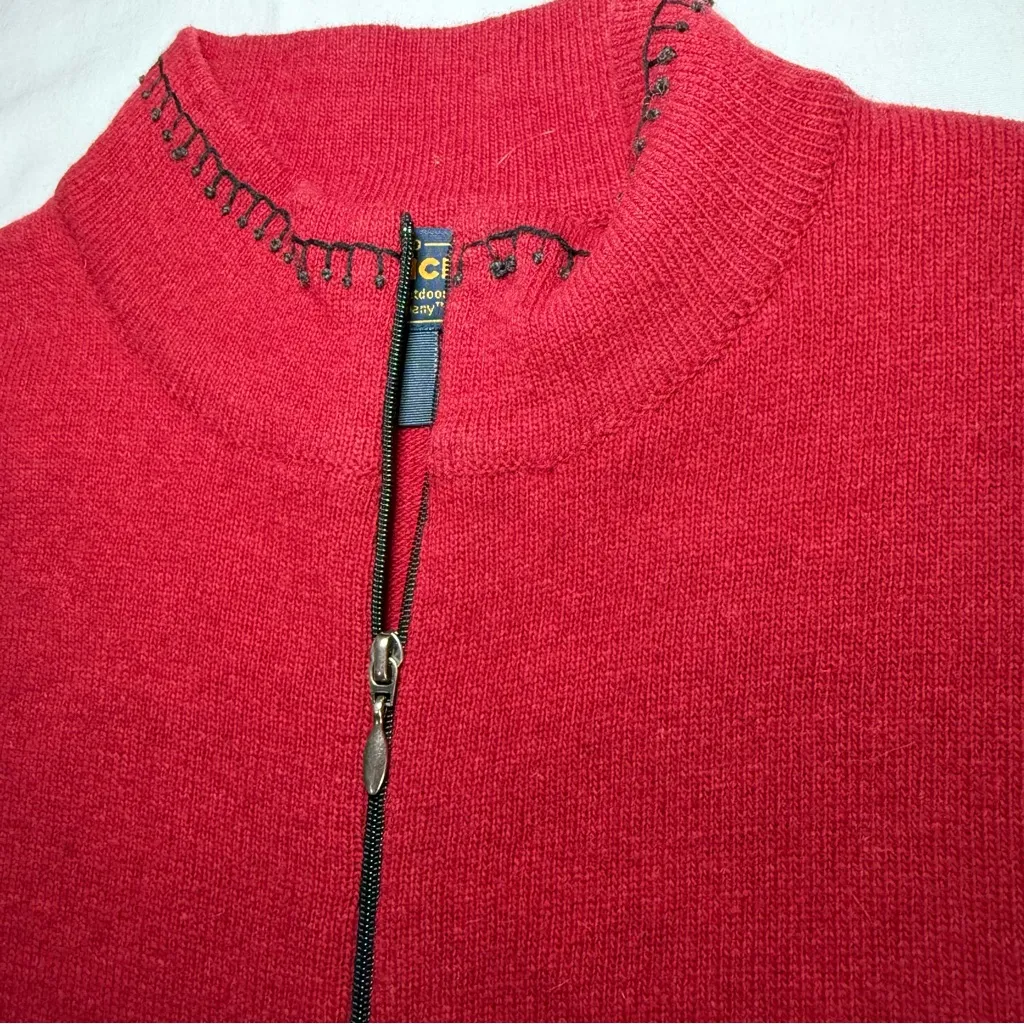 Woolrich Sweater Vest Women's XL Ruby Red Lambswool Full Zip Holiday Winter Felt - Image 3