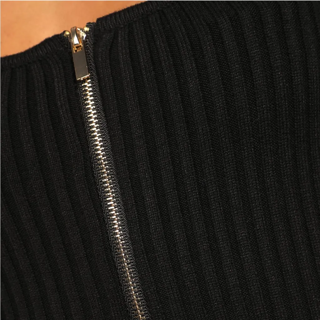 Lulu’s black zipper down sweater dress and a women’s size medium! - Image 2