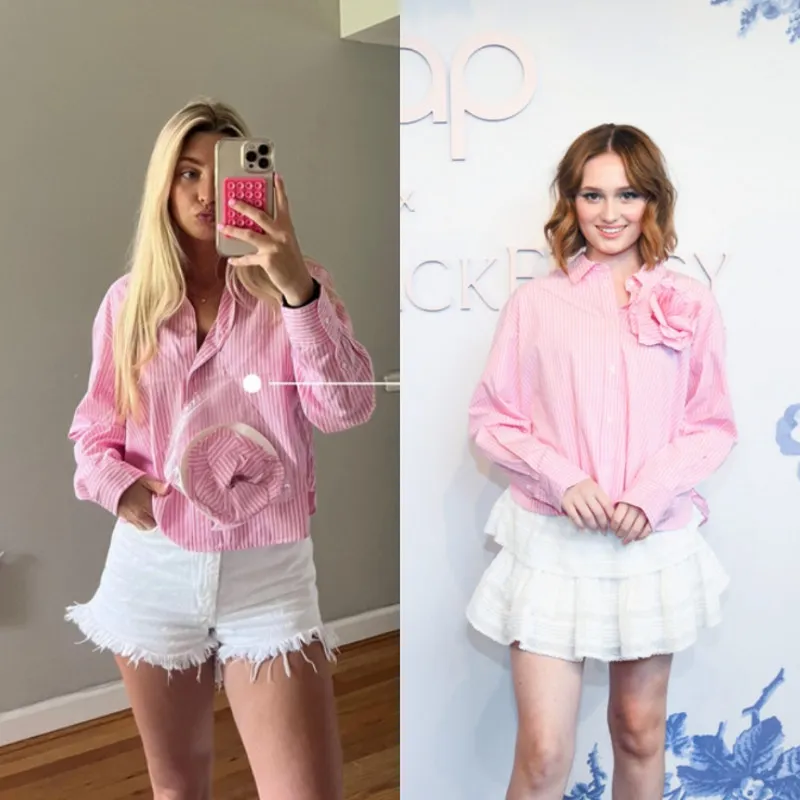 Gap × Loveshackfancy Baby Pink 100% Organic Cotton Cropped‎ Shirt Casual Easter - Image 2