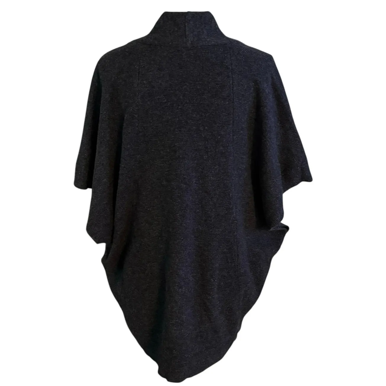 J. Jill Pure Jill Size S M Sweater Poncho Wool Blend V Neck Pockets Charcoal - Image 2