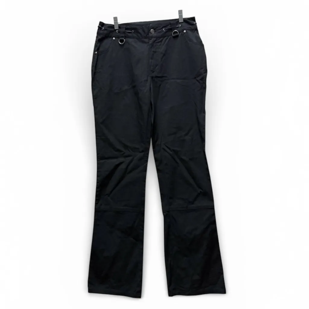 Women's Black, Rose Embroidered Motorcycle Riding Pants Ankle Zippers Sz 6 NWOT Black - Image 6