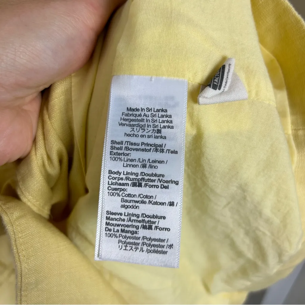Madewell Yellow The Oversized Linen Blazer Jacket Size XL - Image 10