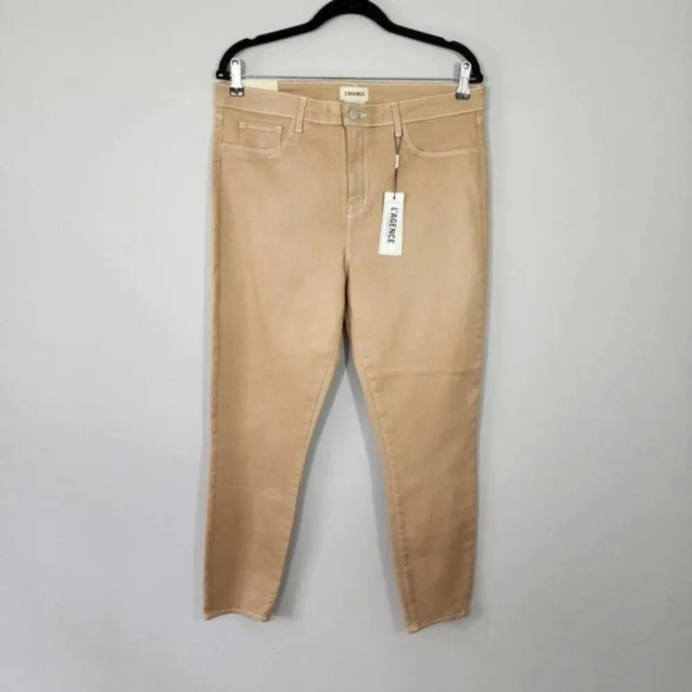 L'agence Margot Revolve High Rise Skinny Jeans Nude & White Coat Contrast Sz 28 - Image 8