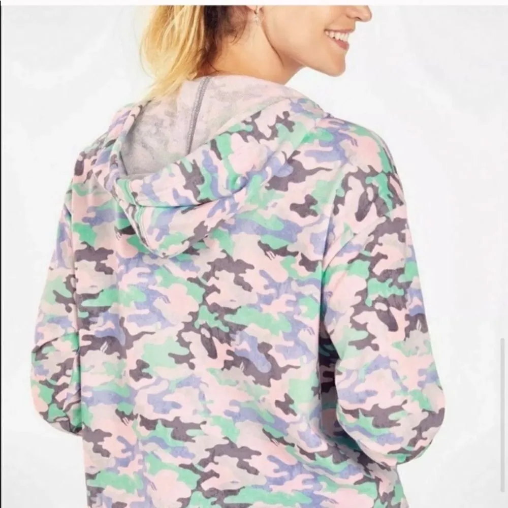 Fabletics Hallie Pink Camo Cinchable Half Zip Hoodie Sweatshirt Jacket Size 1X - Image 2