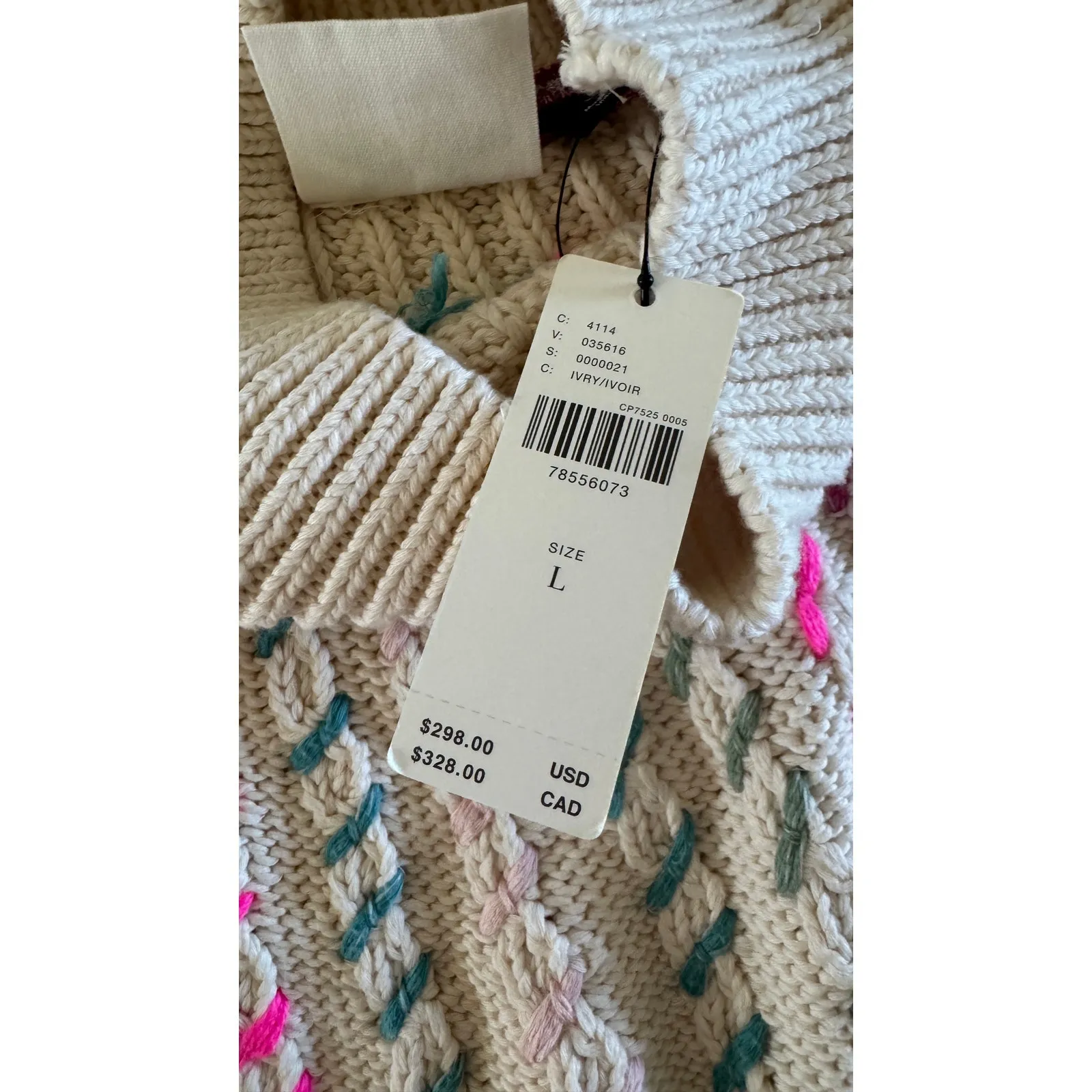 Anthropologie x Wendy Wurtzburger Stitch Mix Fisherman Crewneck Sweater large Size M - Image 5