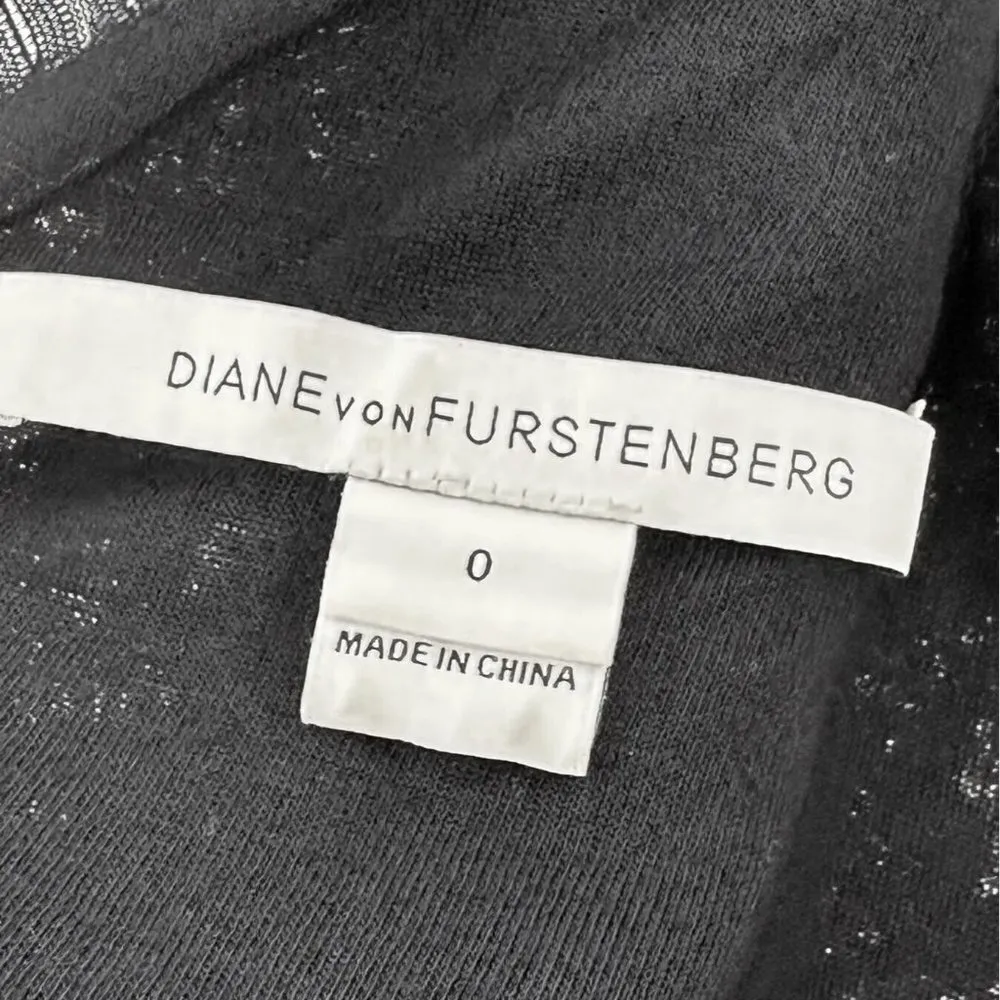 Diane Von Furstenberg DVF Colleen Navy Blue Floral Lace Sheath Dress Size 0 - Image 9