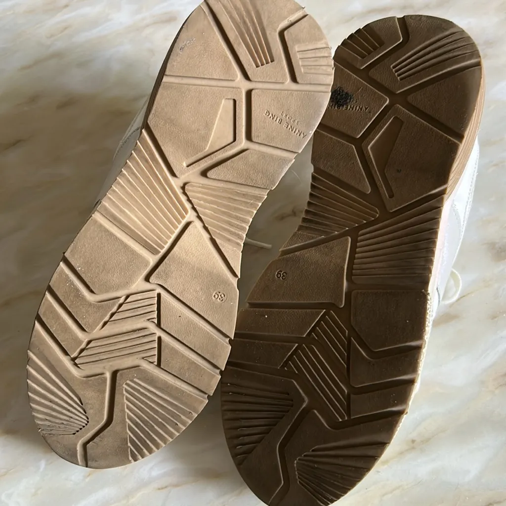 Anine Bing Sport Women’s Dina White/Off-White Lace Up Leather‎ Sneakers Size 9 - Image 11