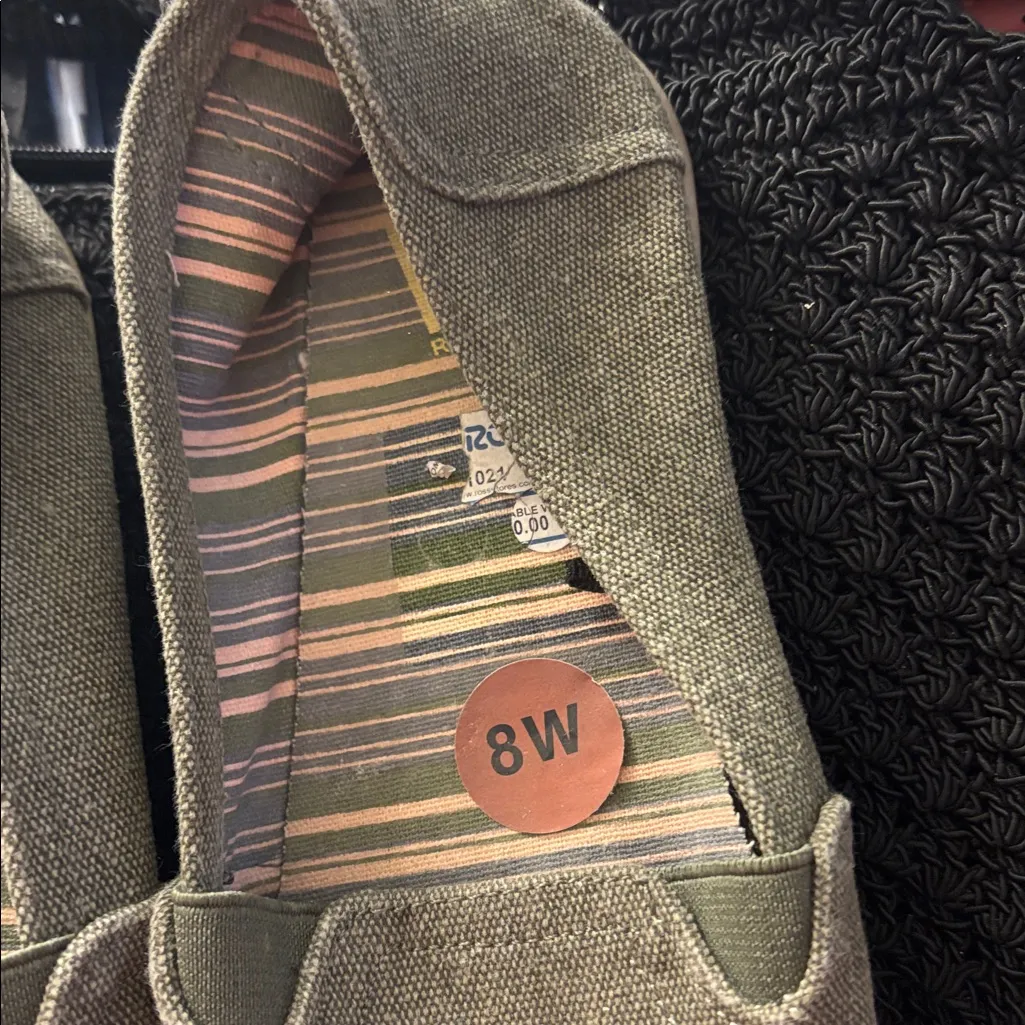 Olive Green Canvas Slip-Ons 8W - Image 2