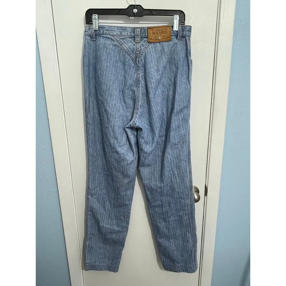 Vintage Rockies Jeans Size 30 High Rise Pinstripe 90s Y2K Western Cowgirl USA Blue - Image 5