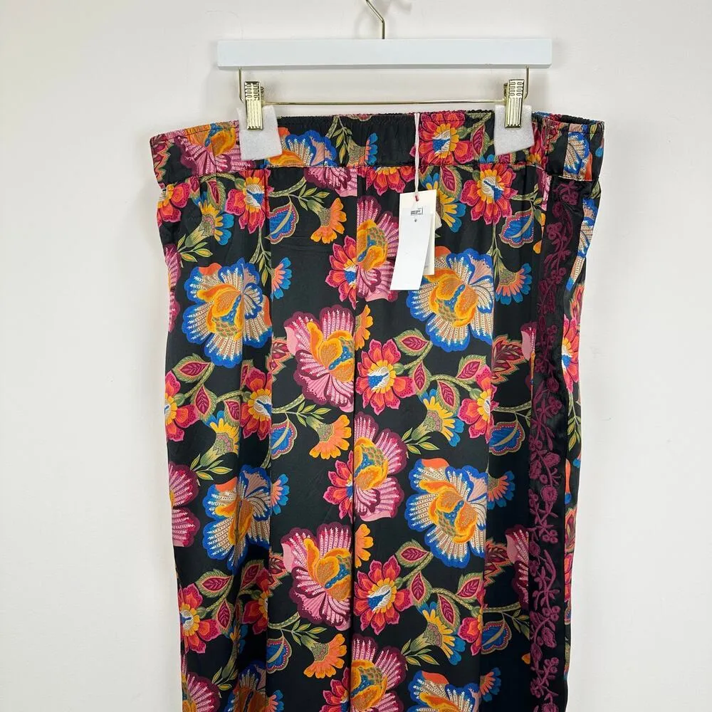 Johnny Was Sidonia Silk Lounge Pant Pull On Floral Embroidery Resort XXL NWT - Image 6