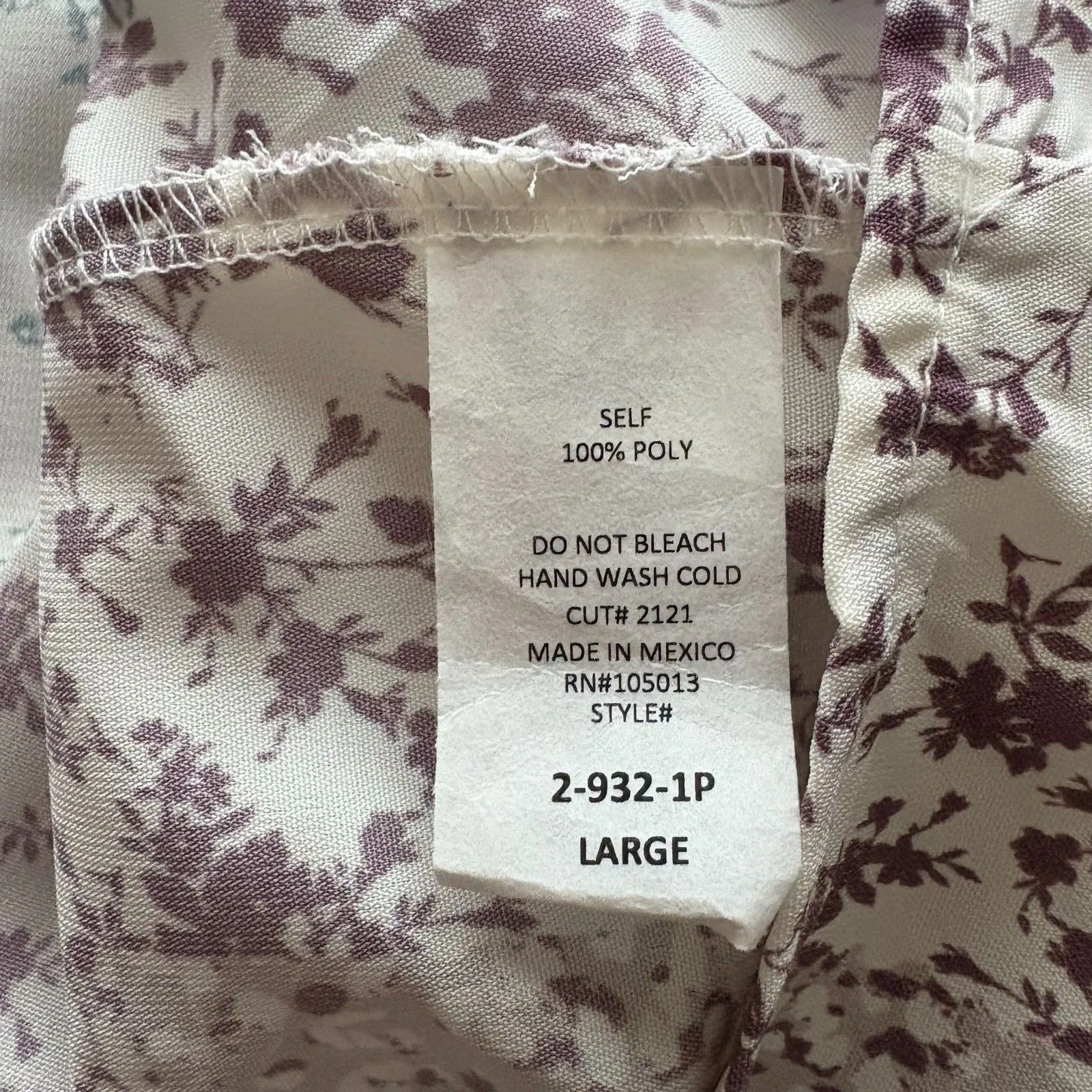 Andree by Unit Peasant Blouse Pastel Purple Patchwork Floral‎ Cottage Size Large - Image 5