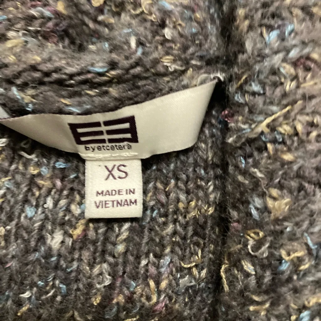 EE by Etcetera Taupe Multicolor Confetti Wool Silk Blend Knit Cardigan - Image 2