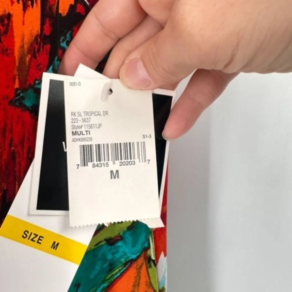 NWT R&K Originals Women Floral Sleeveless Ruffled Tropical Dress Tiered Medium‎ Red - Image 7