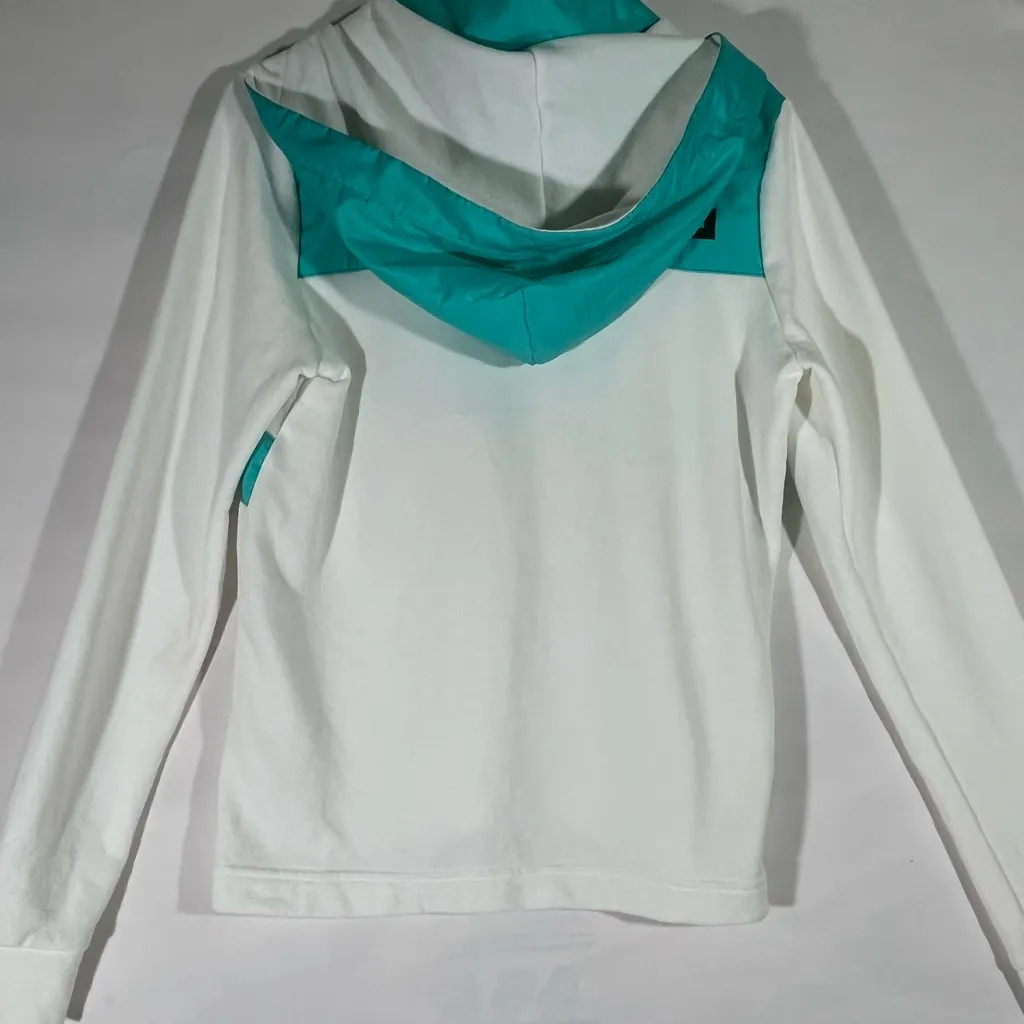VICTORIA SECERT‎ PINK SWEATSHIRT HOODIE PULL ON 1/2 ZIP SZ S WHITE TURQUOISE NEW - Image 2